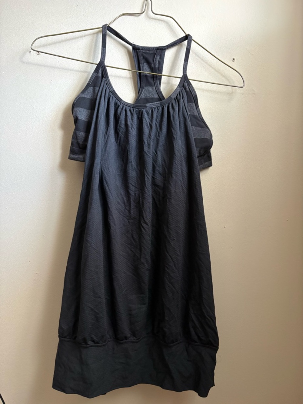 lululemon athletica Black Racerback Tank with Striped Back